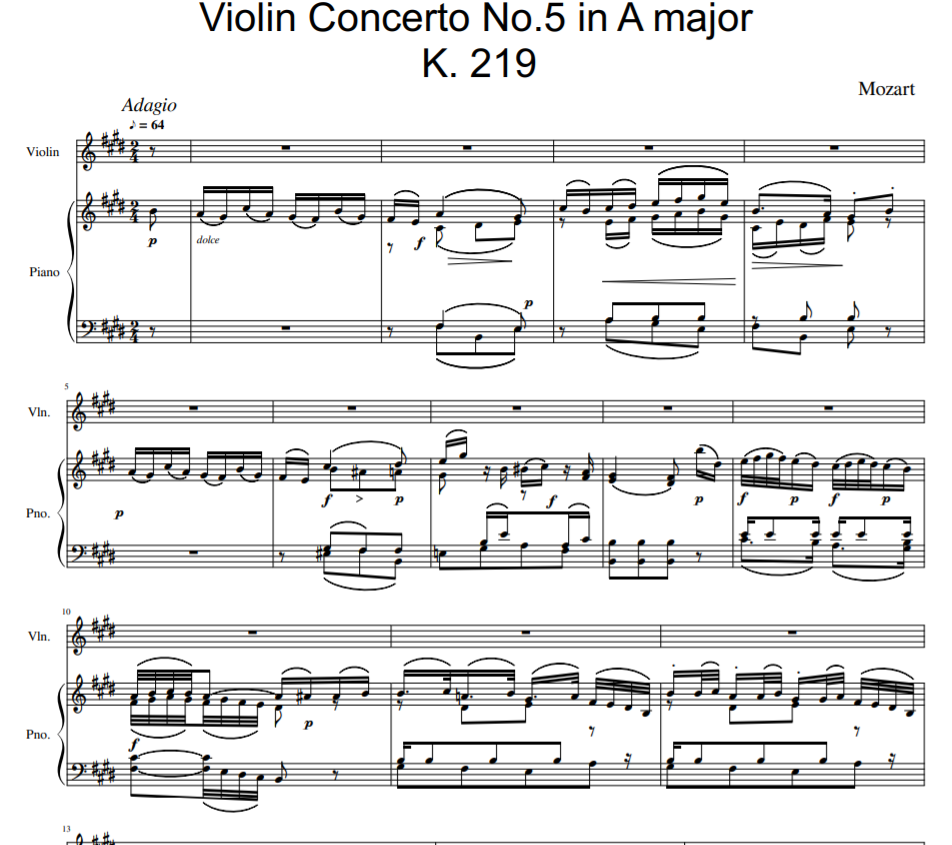 Violin Concerto No.5 in A major